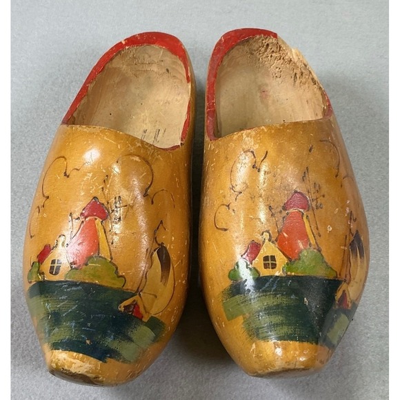 Other - Vintage Wooden Dutch Clogs Hand Painted Holland Souvenir Shoes Decor